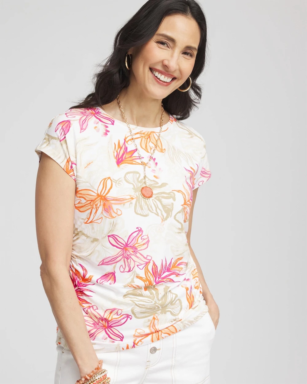 T. ‘Domingos Funckiana' T'S TROPICALS Touch of Cool™ Tropical Floral Dolman Tee | Chico's